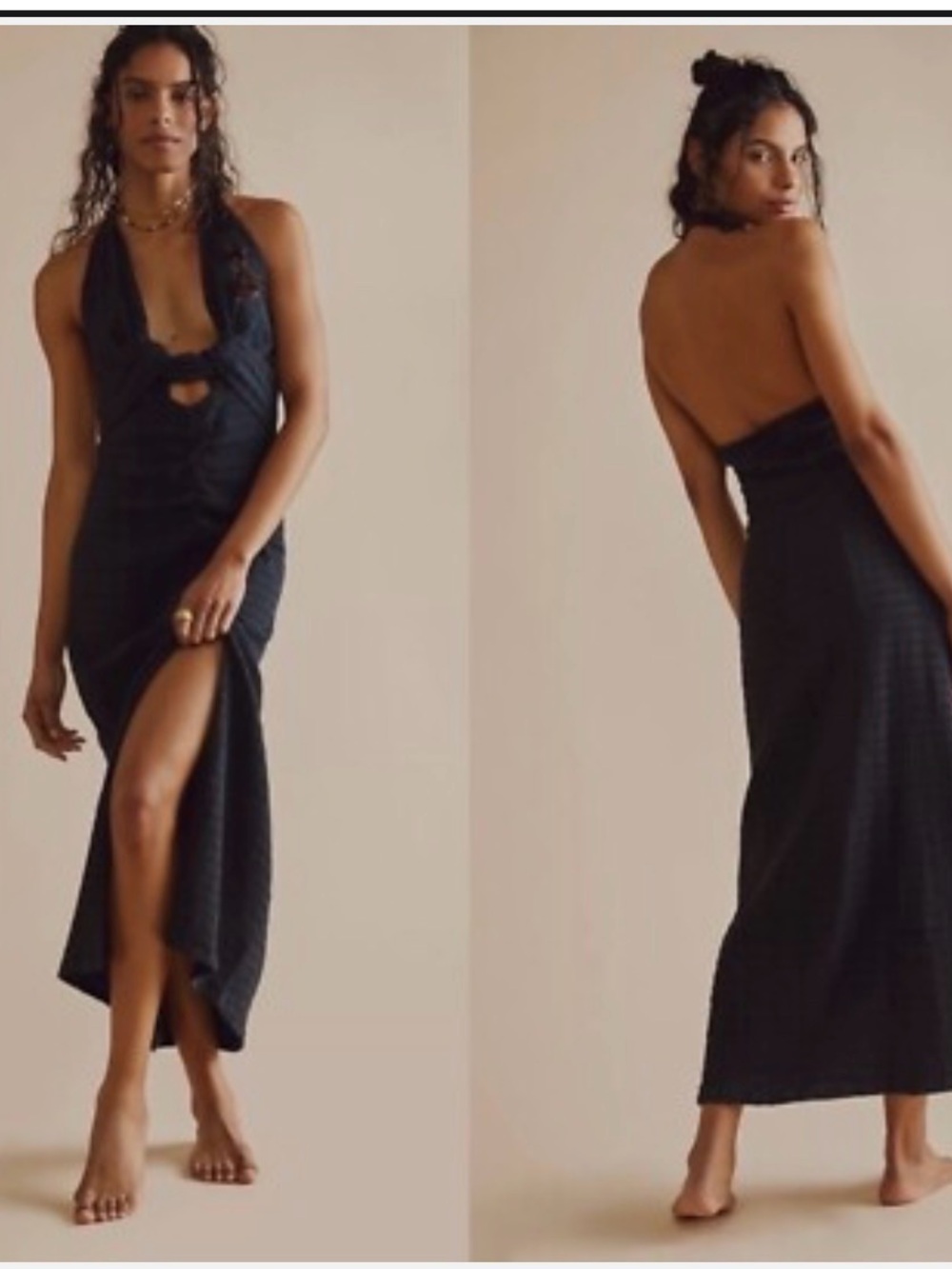 Free People Endless Summer NYA Black Halter Maxi Dress
